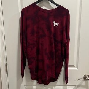 Pink Victoria’s secret maroon tye-dye oversized sweatshirt